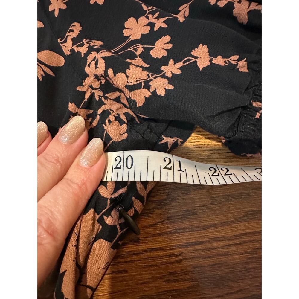 A New Day Floral A-Line Midi Dress Black Pink XL Crepe Flowing Feminine Dress - Picture 9 of 10
